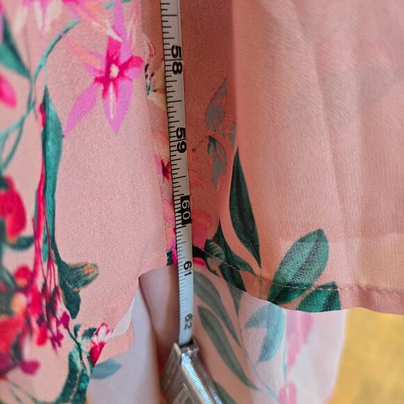 VICI Pink Floral Print Long Sleeve Ruffle & backless Maxi Dress Sz Medium - Picture 13 of 14